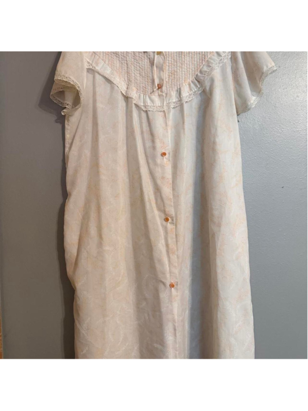 Vintage JCPenney Floral Lace House Dress Robe L All buttons intact